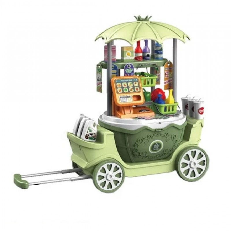 4 in 1 Surprise Supermarket Set Portable Trolley Case and Basket Mobile Stalls for Kids