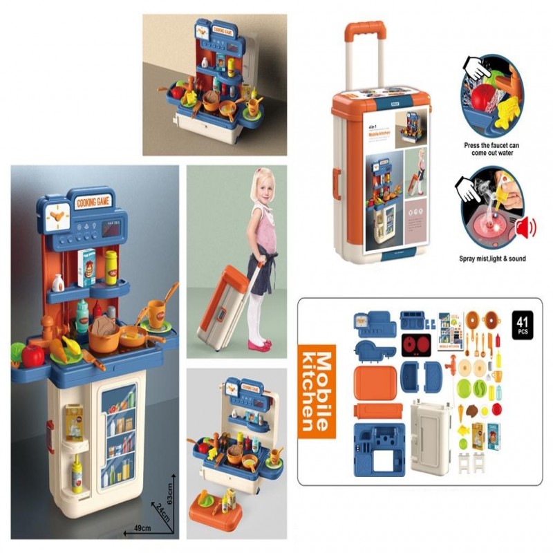 4 in 1 Mobile Kitchen Set Trolley Case for Girls