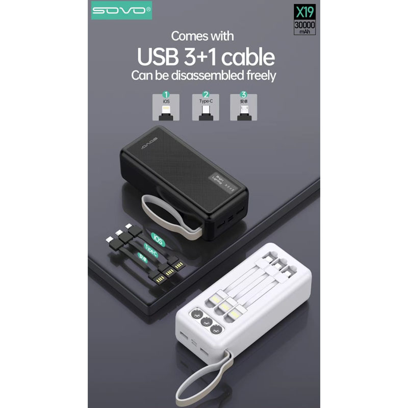 SOVO X19 30000 MAH Power Bank With Official warranty