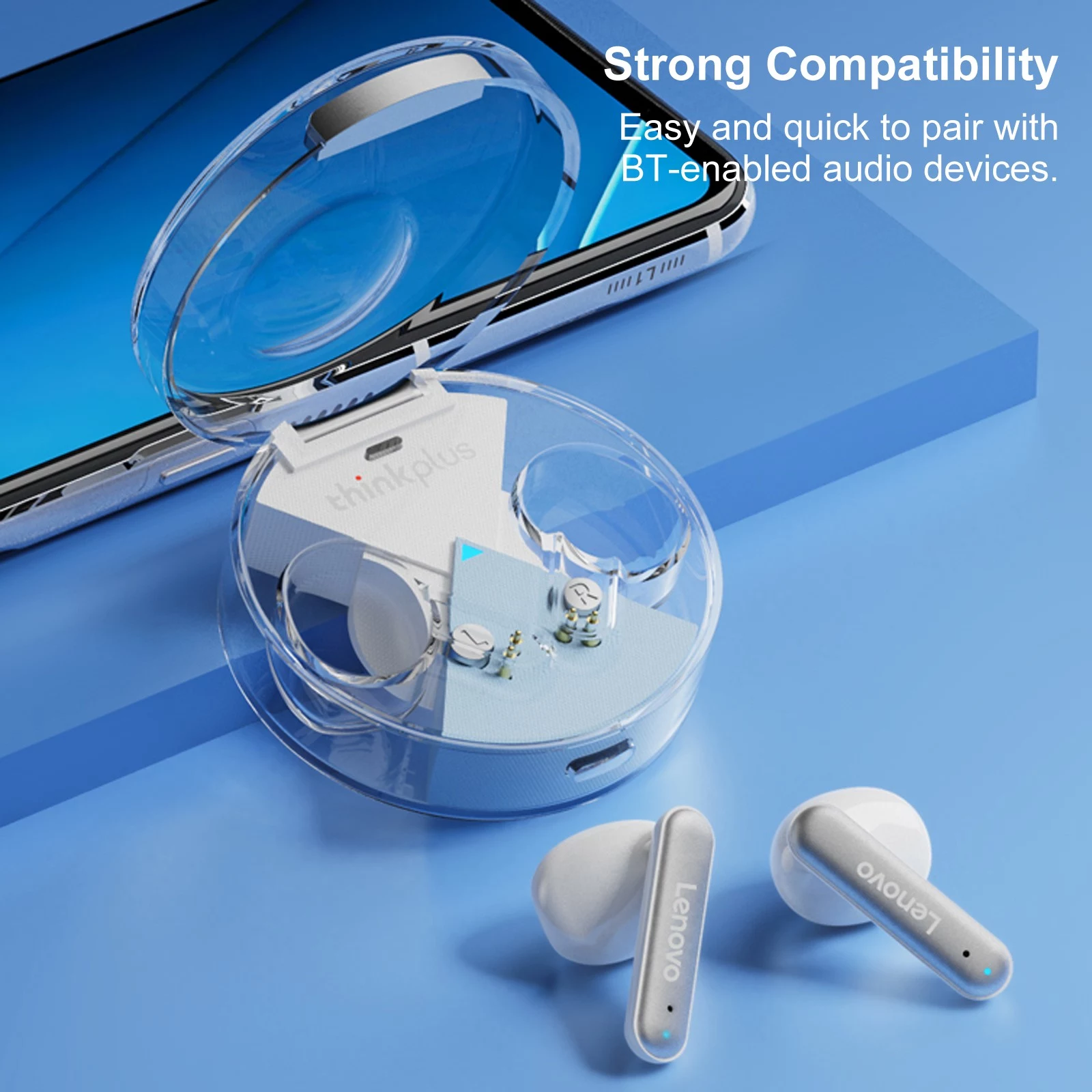 Lenovo LP10 True Wireless Headphones with Transparent Case