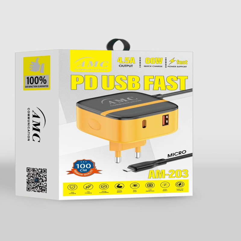 AMC AM-203 (4.4A) MICRO PD USB FAST CHARGER